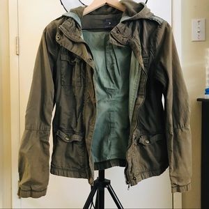 Green Utility Jacket with Hood